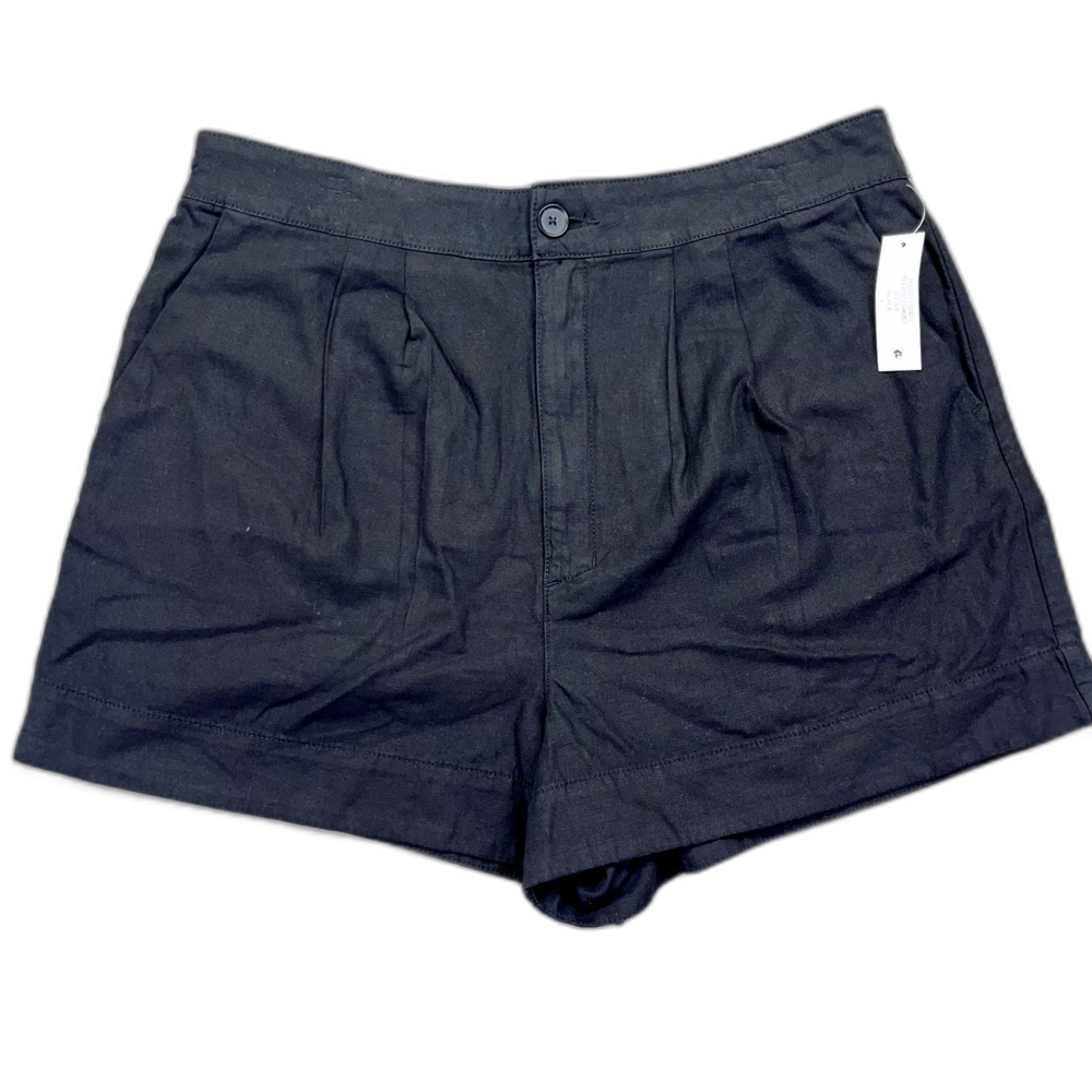 NWT Joie‎ Ladies Pleated Short Size L Black JE3364 High Rise Waist 34